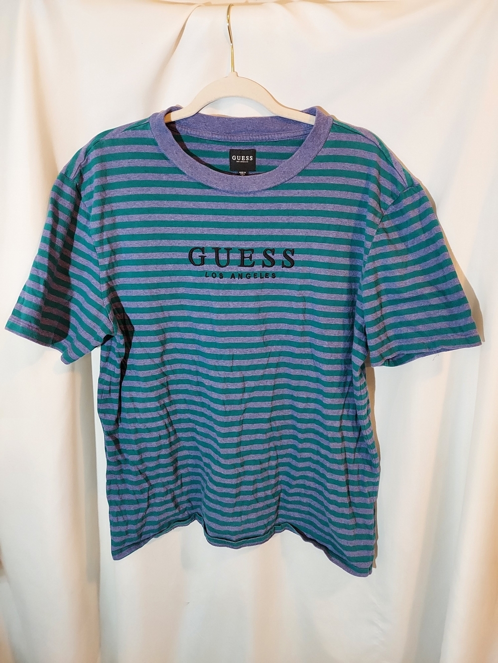 GUESS Originals Robertson Striped Tee - Purple & Teal